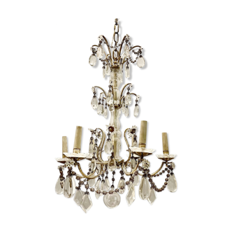 Lustre italien antique en cristal d’argent, années 1940