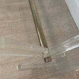 Table in plexiglass gold metal and beveled glass 1970s