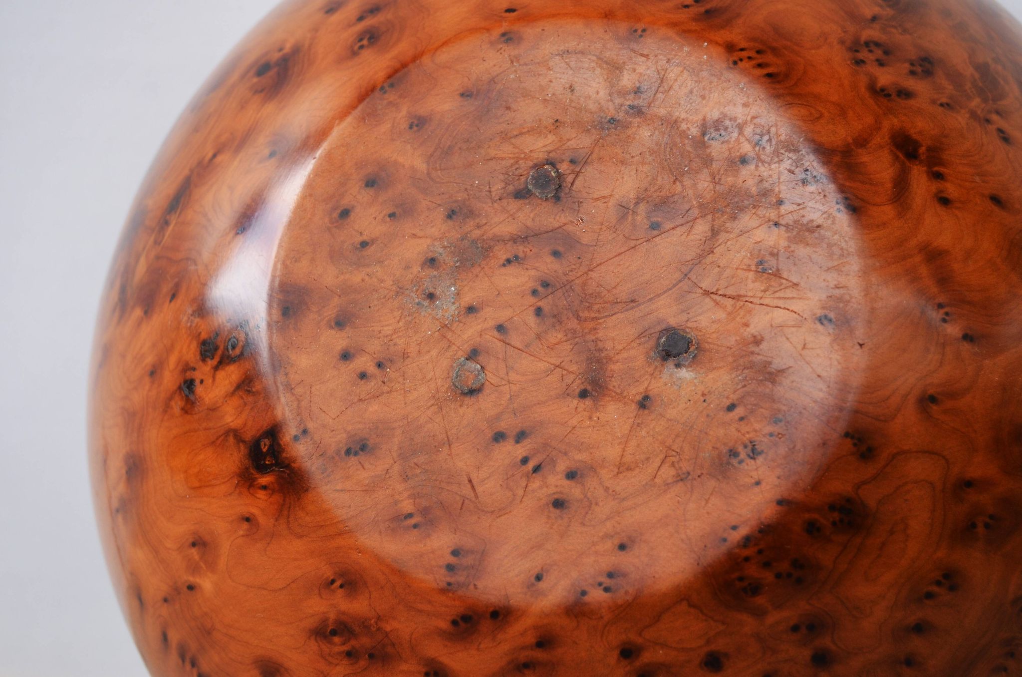 Mid Century Turned Oak Burl Bowl  Centerpiece Bowl