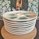 Set of 4 old oyster plates, SALINS pottery, France