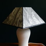 Vintage granite foot lamp and pyramid lampshade in marbled paper
