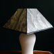 Vintage granite foot lamp and pyramid lampshade in marbled paper