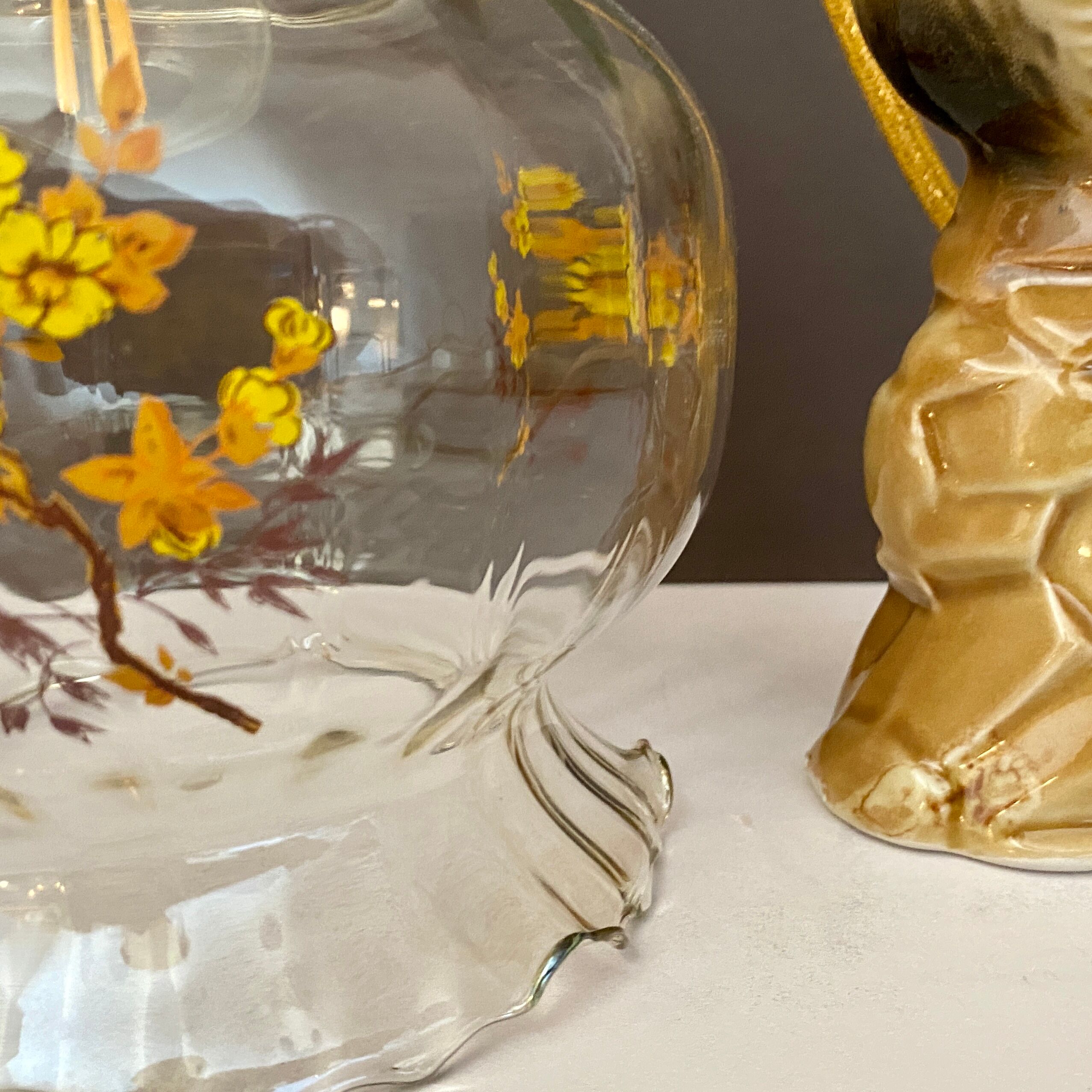 Vintage glass globe walker flower patterns