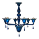 Glass Chandelier in Blue Lattimo Color