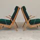 Paire de fauteuils ULUV bois et tissu vert bouclette