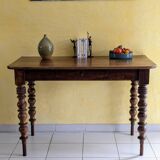 Large walnut desk with turned legs