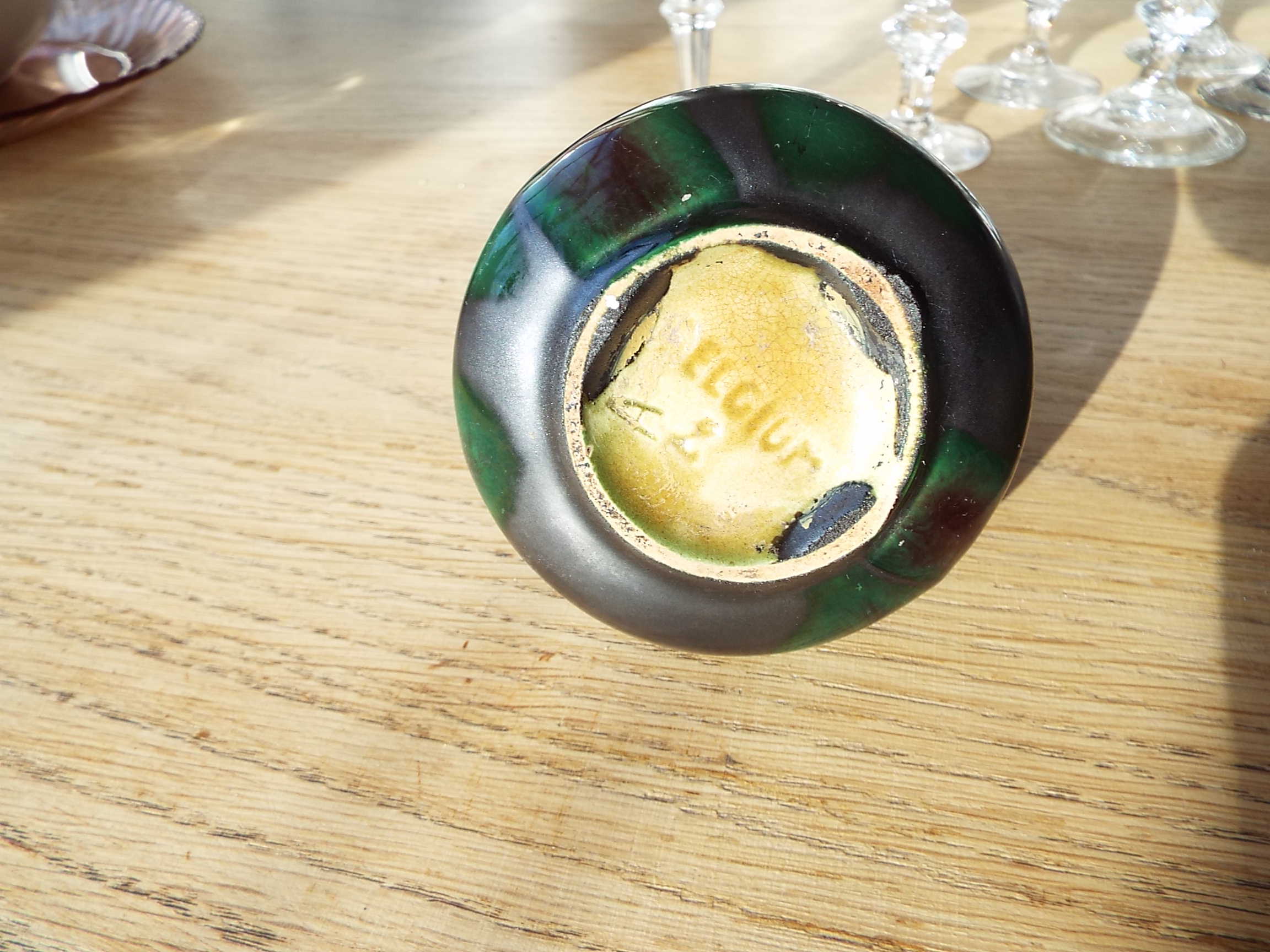 Flamed stoneware vase candle holder