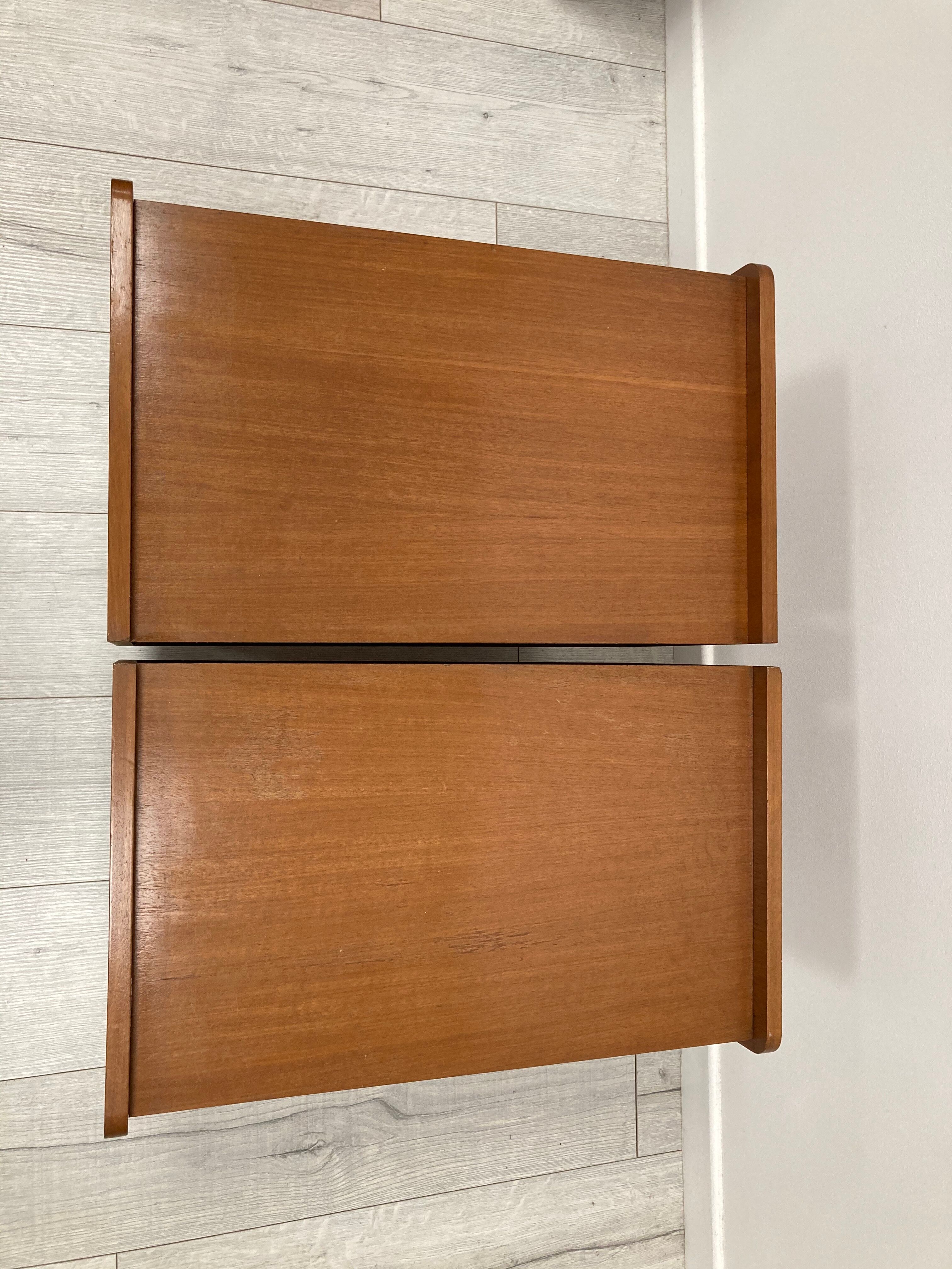 Pair of 1960s bedside tables compass feet