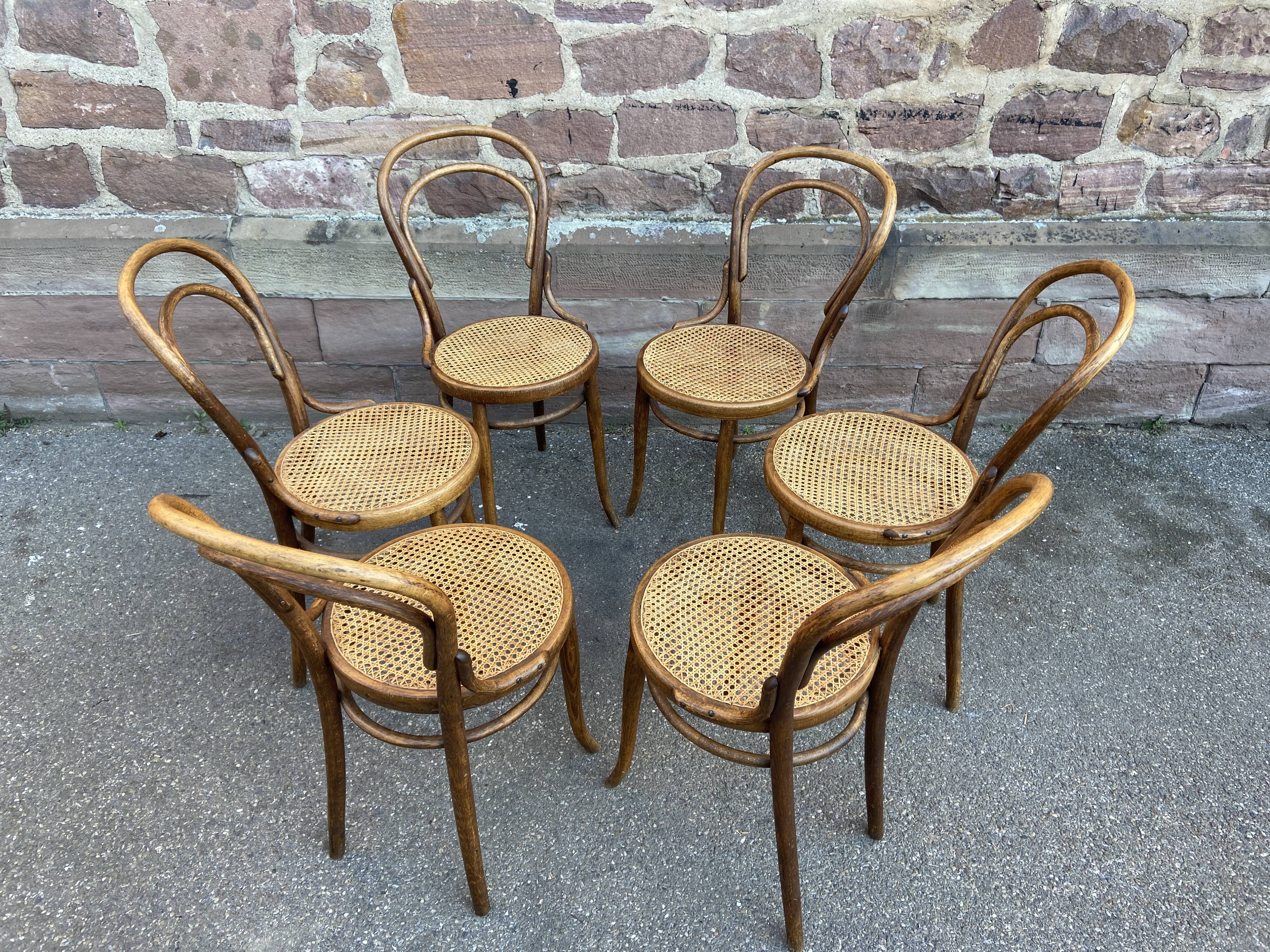 6 chairs bistro curved vintage wood