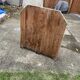 Small vintage yellow bench made of hand-painted wood, low storage from the 1920s.