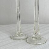 Two antique transparent blown glass soliflores.