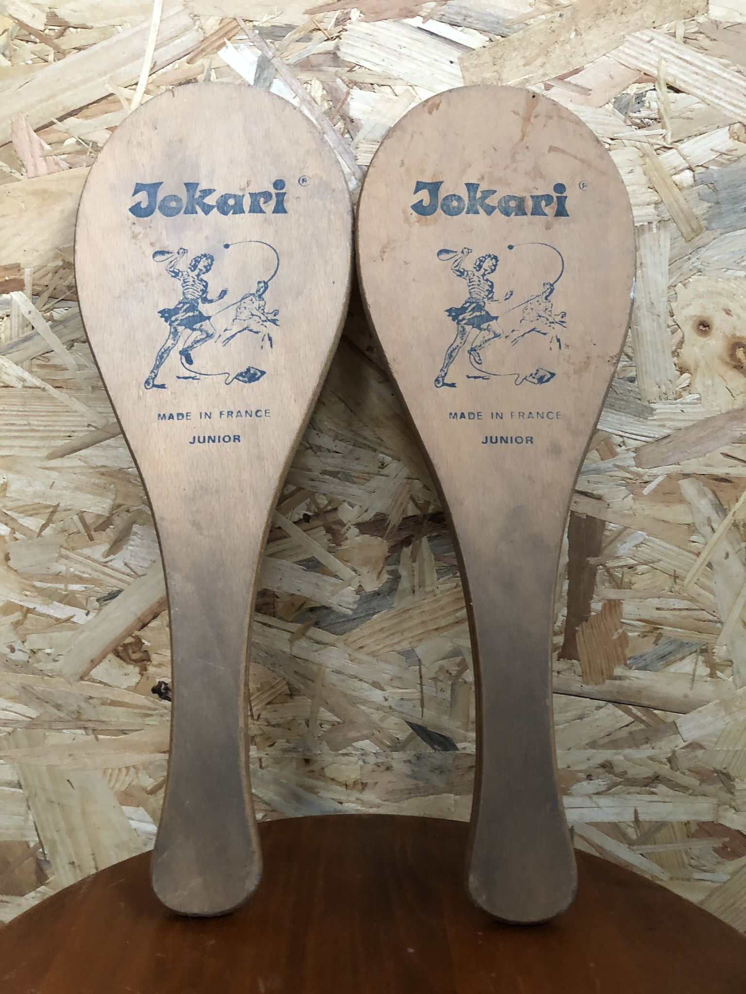 Pair old racket jokari junior wood made in france sport vintage