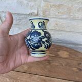 Vase en terre cuite vernissée motif bleu Korond Transylvanie H11cm