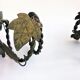 Pair of handcrafted wrought iron candlesticks vintage foliage
