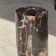 Small black petrified wood side table with beige stripes H28 D18 - 3347