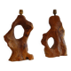 Brutalist pair of wooden lamps from the 1960s.