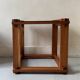 Modernist side table/nightstand in pine wood & smoked glass, 1970s design.