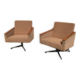 Pair 2pcs rare vintage tatra nabytok swivel lounge armchair chair mid century 60s