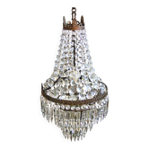 Lustre montgolfiere art deco a pampilles