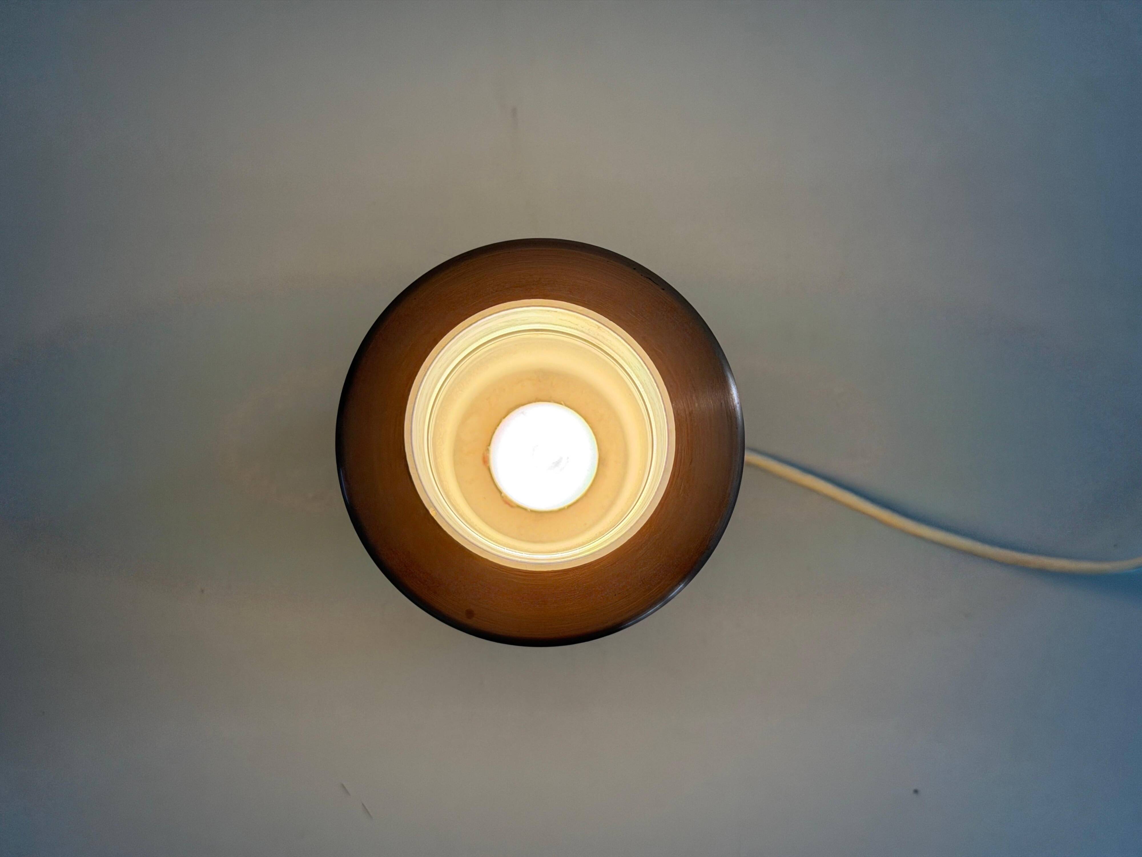 Simple table lamp in copper metal and opal glass, 1960s, Germany