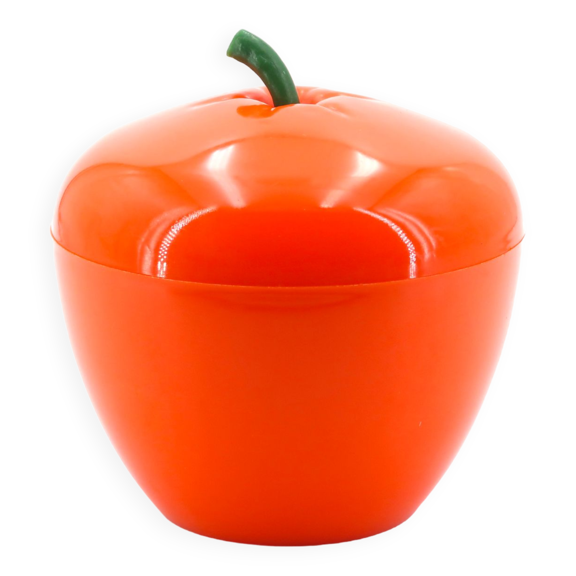 Pomme à glaçons orange en plastique, années 70