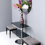 Round Wall Mirror with Mirrored Steel Frame, Italy