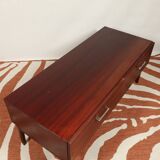 Vintage low board chest of drawers mid century modern design palisander color 1970
