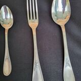 Ercuis silver-plated metal cutlery set with laurels decor