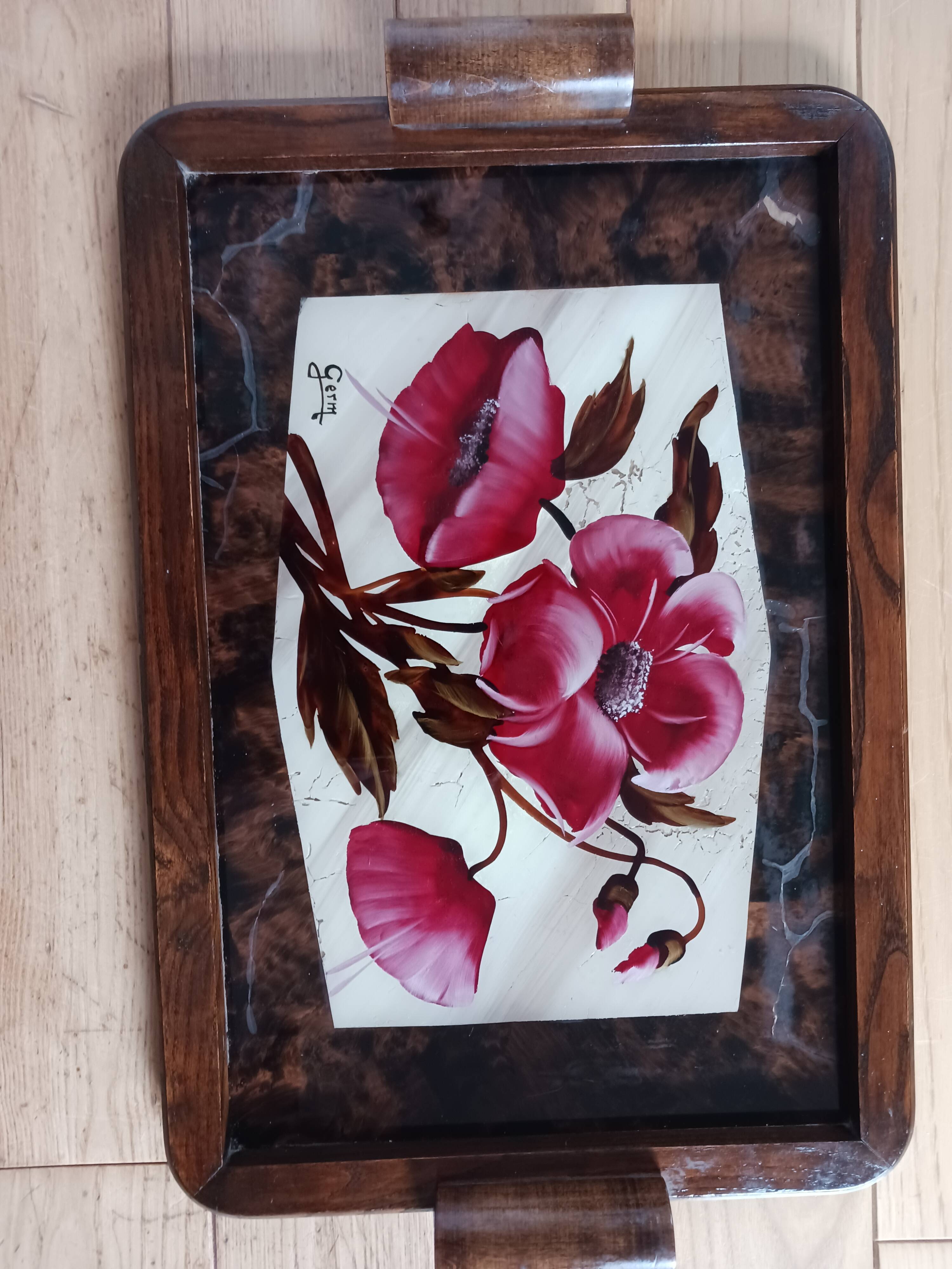 Wooden tray, 1950s.