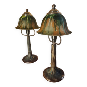 Paire lampes chevet - art
