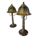 pair of bronze bedside lamps 38x18 art nouveau style, electrical working