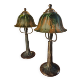 paire de lampes de chevet bronze 38x18 style art nouveau, elec ok
