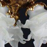 Bronze ceiling lamp 3 lamps glass paste.