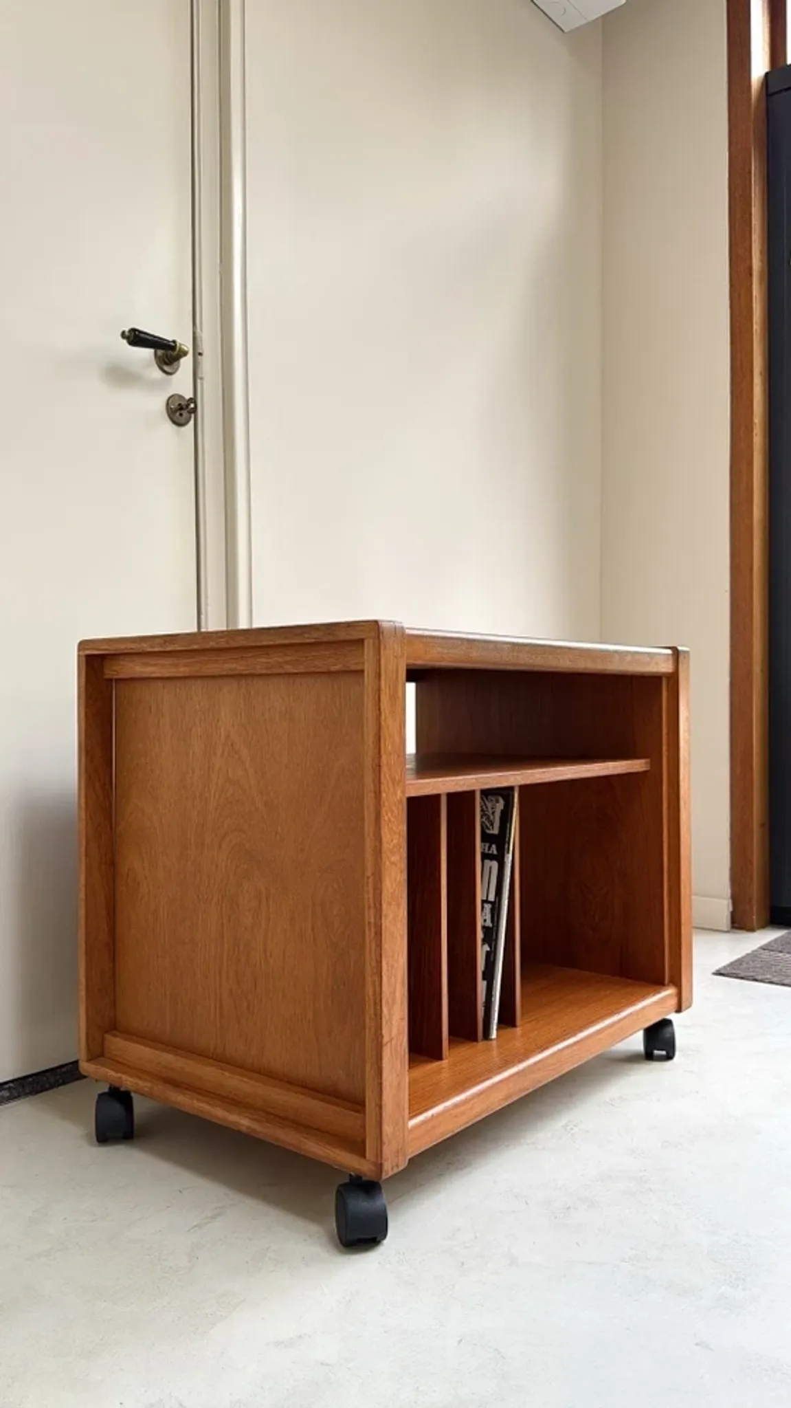 Vintage teak wood record player / audio cabinet