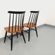 Pair of vintage Scandinavian chairs Fanett by Ilmari Tapiovaara in teak.