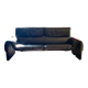 Black leather two-seater sofa