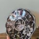 Vintage purple glass plate with silver flower pattern Murano
