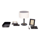 Grand ensemble de bureau exclusif en cuir cousu, années 1960, France