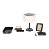 Grand ensemble de bureau exclusif en cuir cousu, années 1960, France
