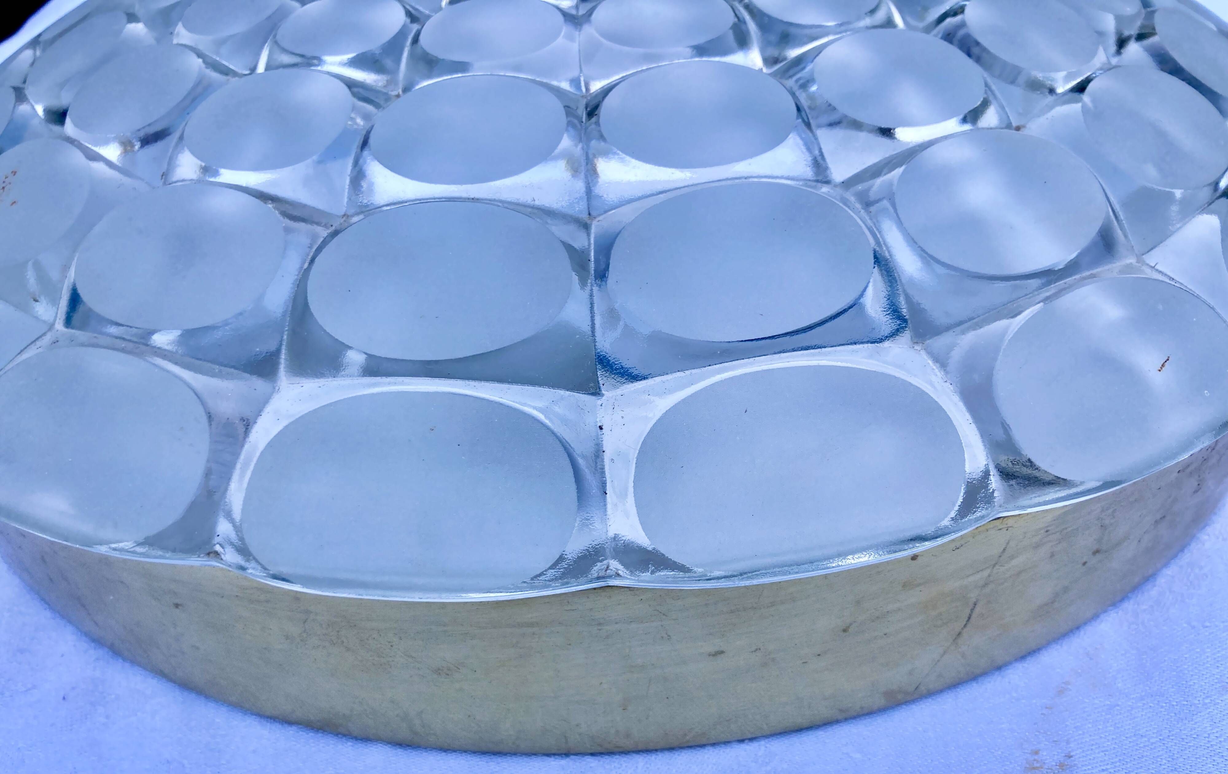 Vintage aluminum and glass ceiling light by Peill & Putzler 1970