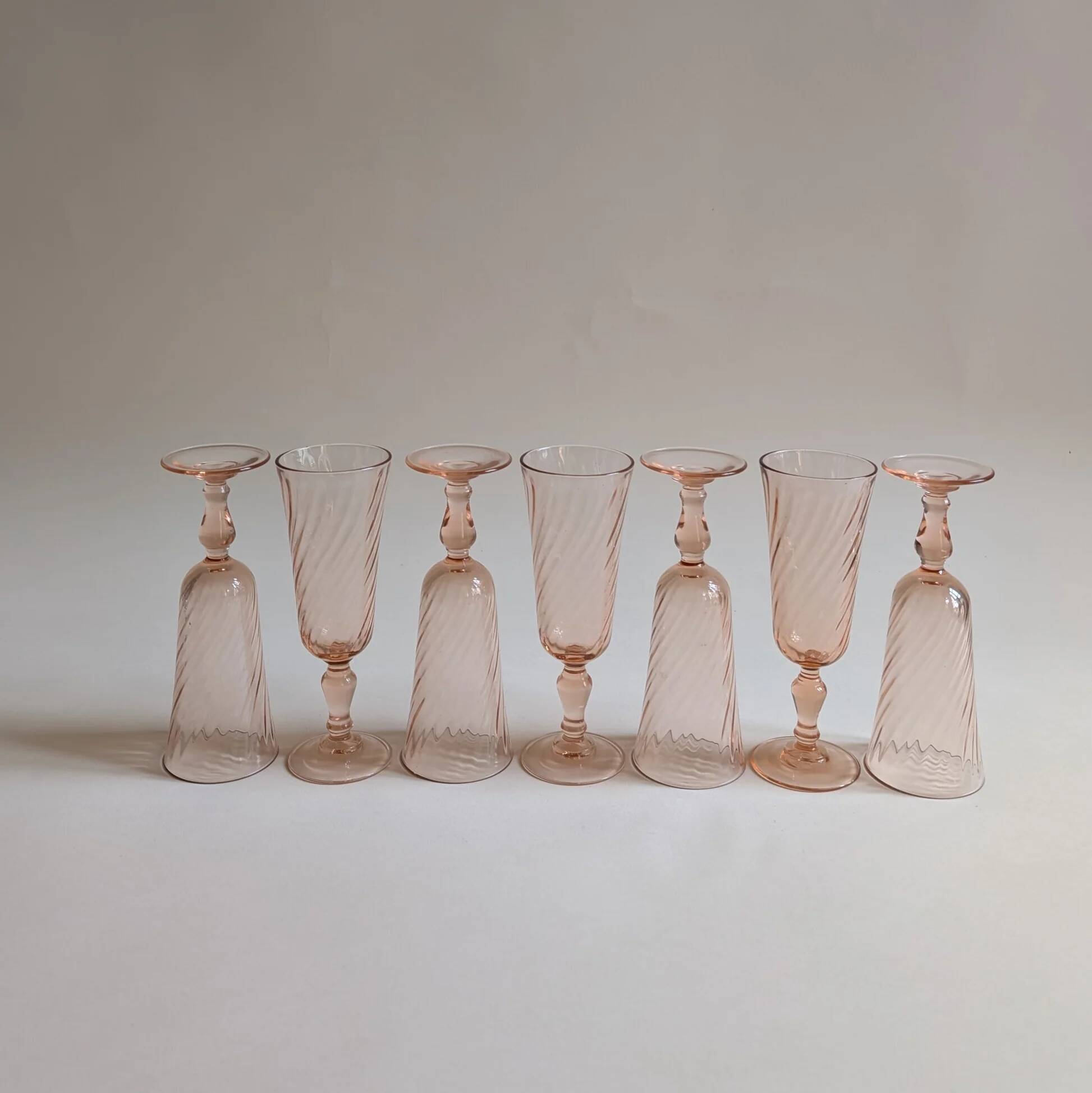 Rosaline flutes, Arcoroc France, 1970s/1980s