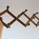 Vintage coat rack, wood, accordion