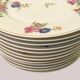 Set of 12 flat plates flowered porcelain