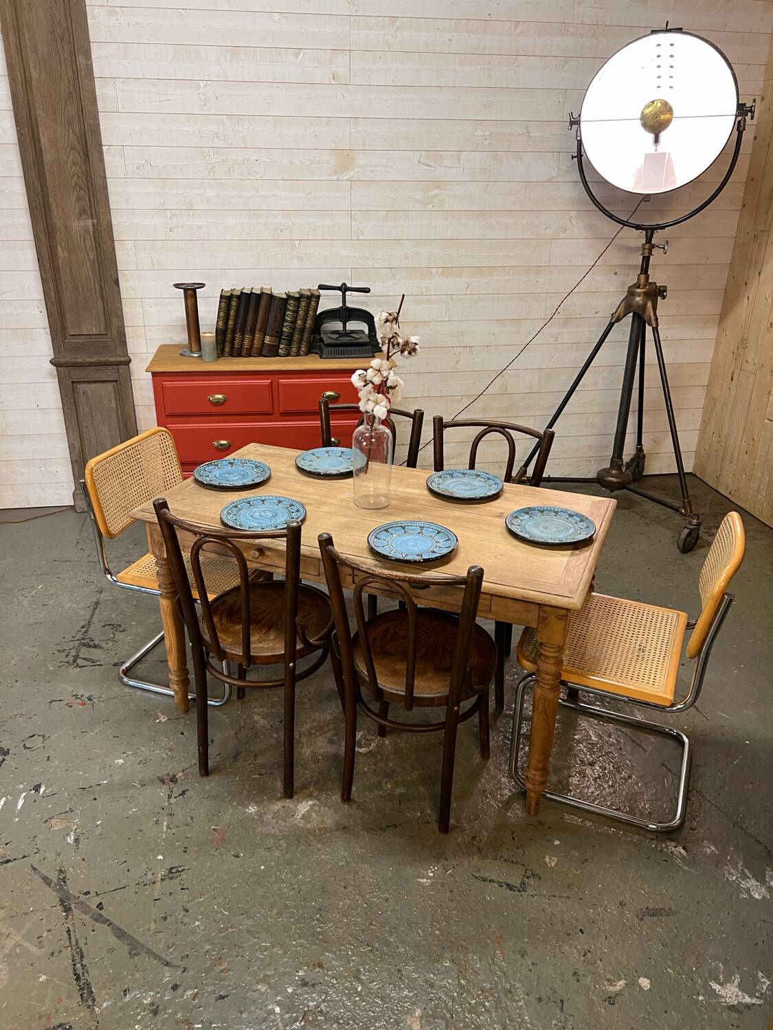 Table de ferme en chêne pied tournés