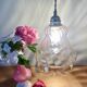 Suspension globe vintage en verre ambré