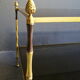 Smoked low years 70 brass and glass table
