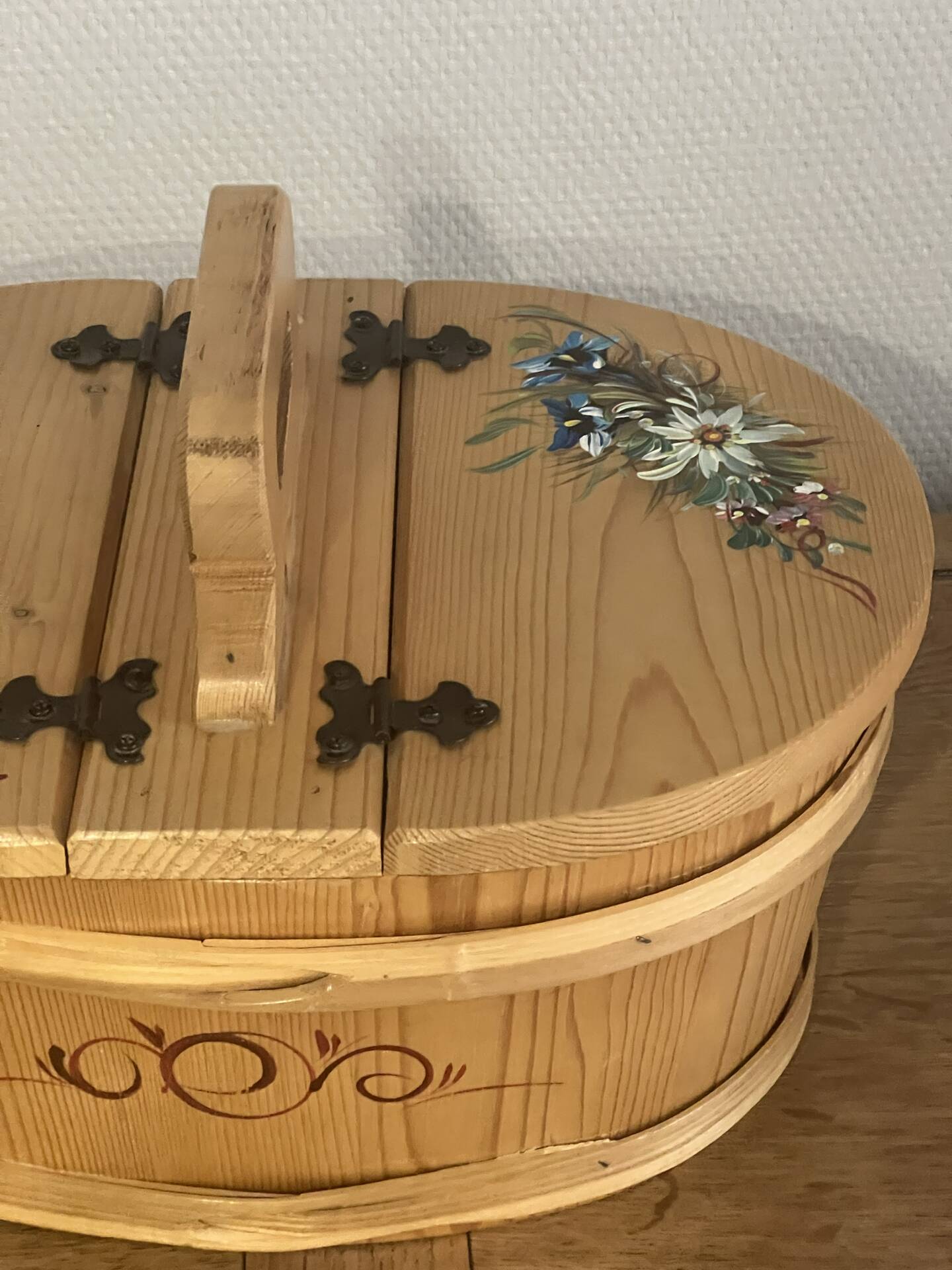 Basket handmade and painted.
