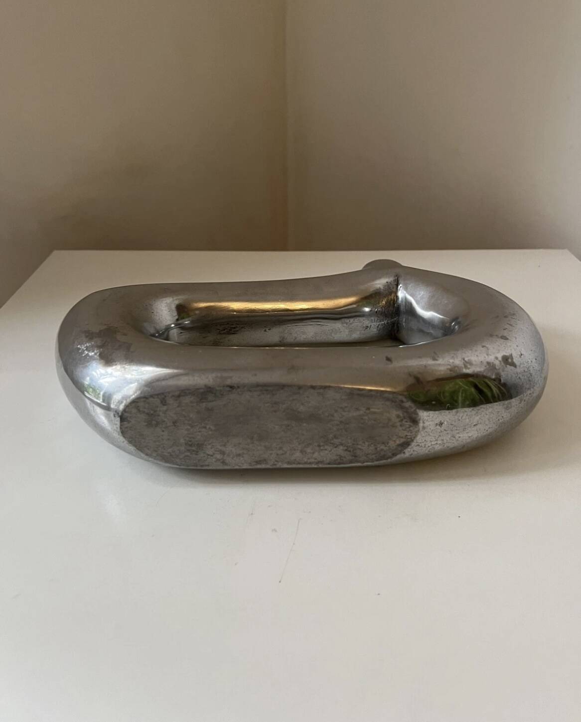 Vintage 1970s asymmetrical modernist aluminum soliflore vase