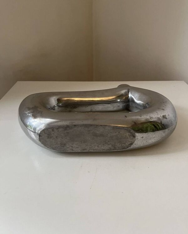 Vase soliflore modernist aluminium asymétrique Vintage 1970