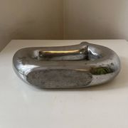 Vase soliflore modernist aluminium asymétrique Vintage 1970